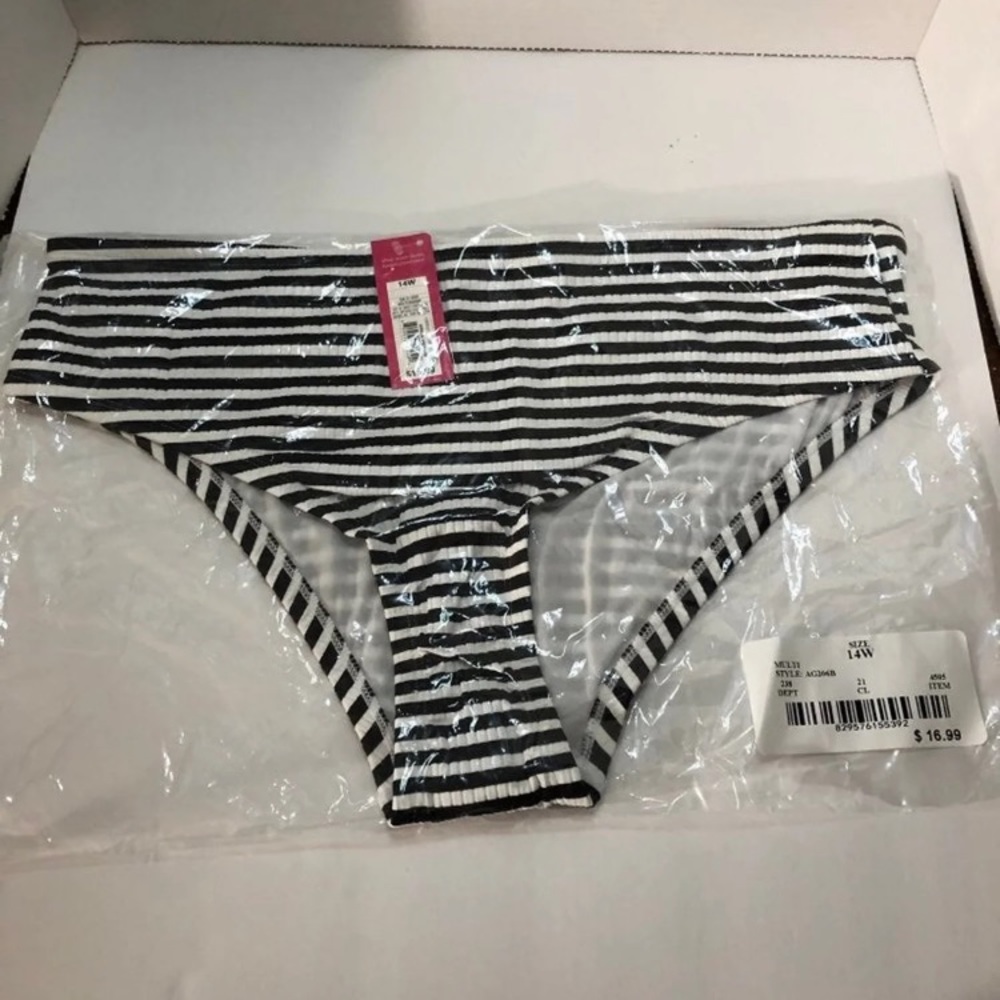 Women’s Xhilaration black and white striped bikini bottoms